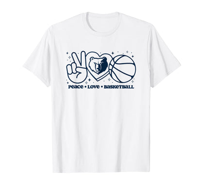 Nba Memphis Grizzlies Peace Love Basketball T-Shirt - Graphic Print Unisex - T-Shirt, Sweatshirt, Hoodie