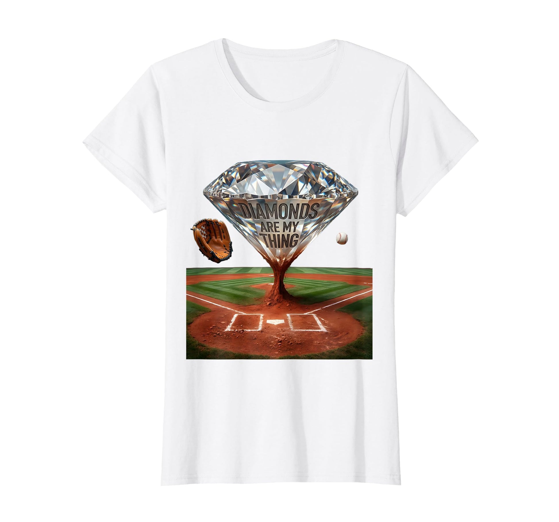 Diamonds Are My Thing Baseball Mom T-Shirt - Novelty Apparel for Adults - T-Shirt, Sweatshirt, Hoodie