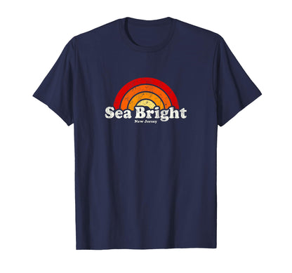 Sea Bright New Jersey Nj 70S Rainbow T-Shirt - Minimalist Print for Adults - T-Shirt, Sweatshirt, Hoodie