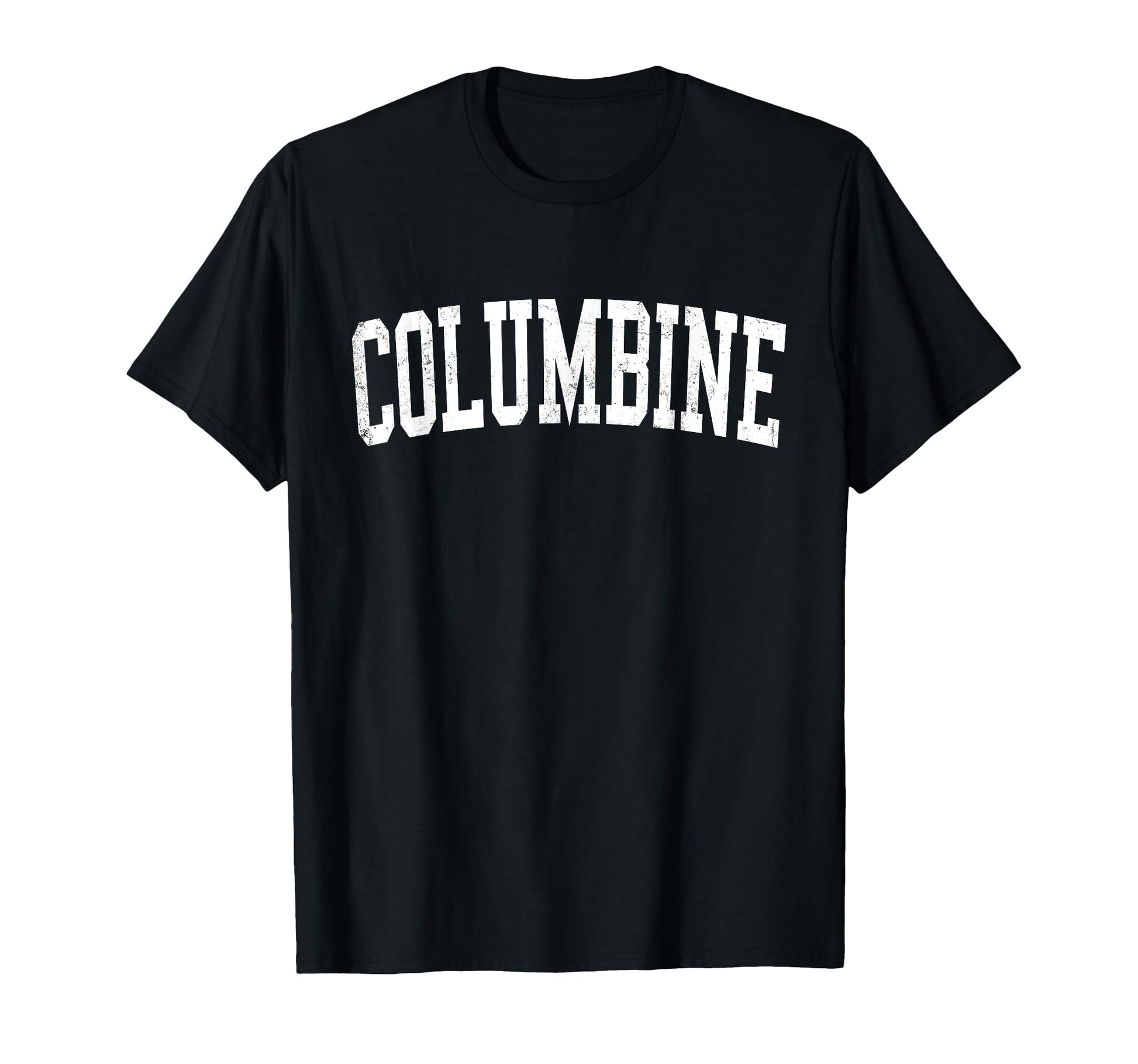 Columbine Co Distressed White Varsity T-Shirt - Custom Art Print for Adults - T-Shirt, Sweatshirt, Hoodie