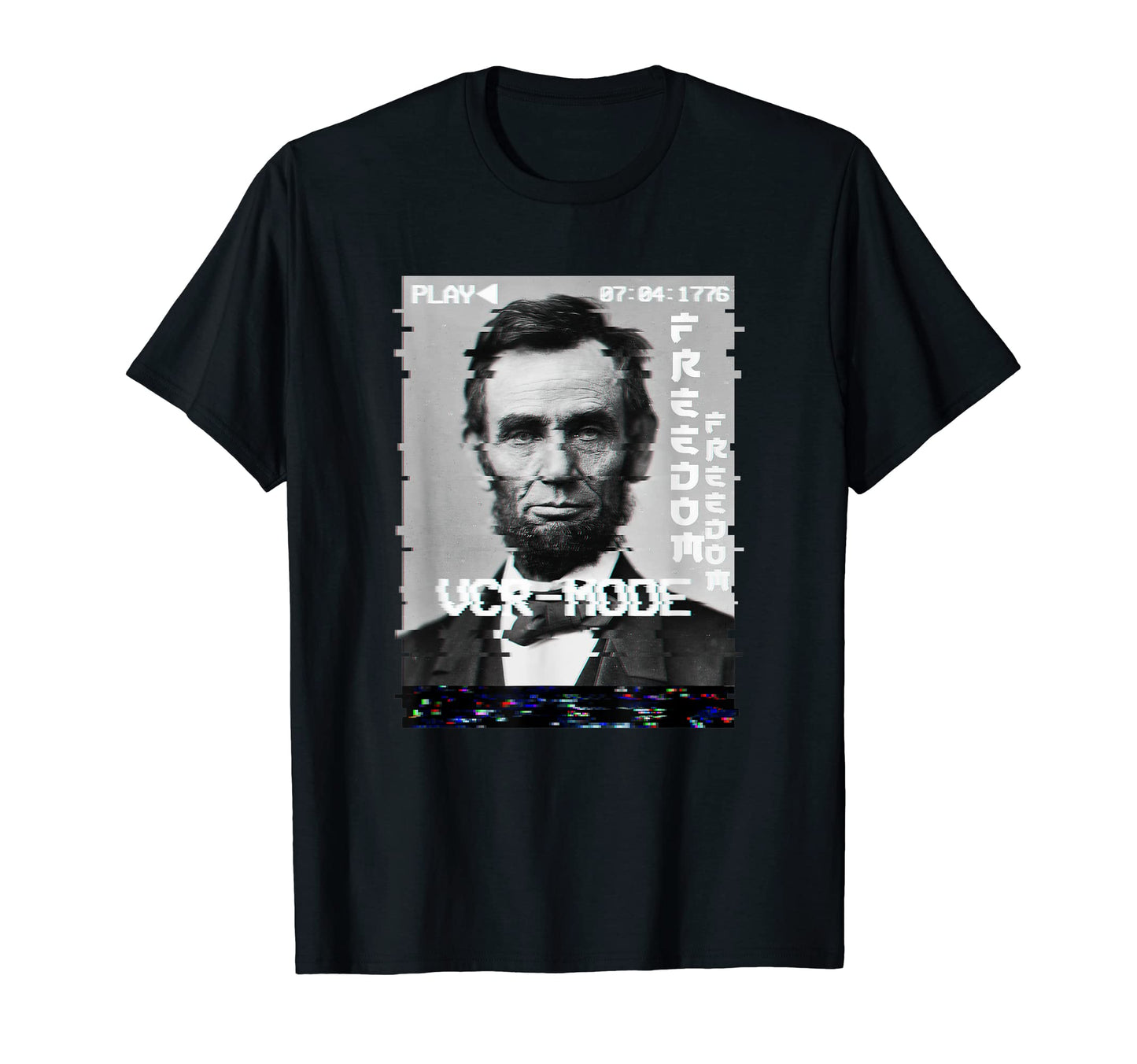 Abraham Lincoln 4Th July Glitch Art T-Shirt - Minimalist Print for Adults - T-Shirt, Sweatshirt, Hoodie
