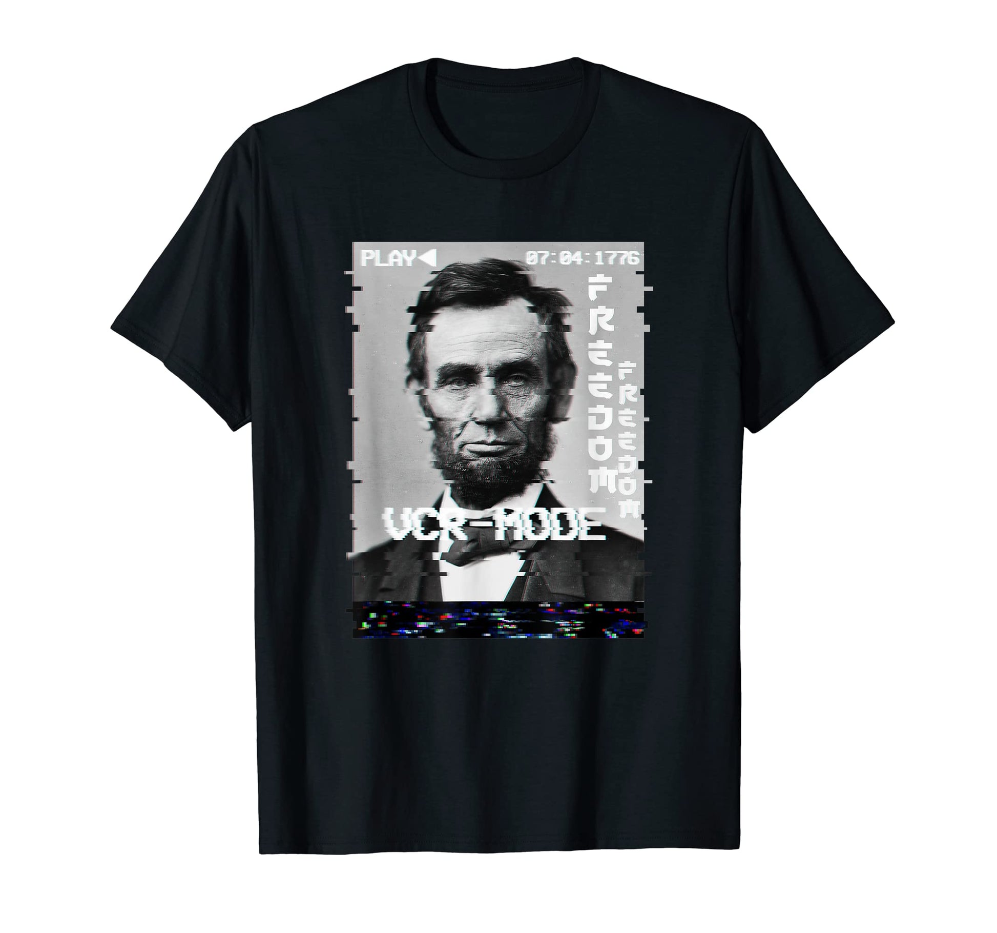 Abraham Lincoln 4Th July Glitch Art T-Shirt - Minimalist Print for Adults - T-Shirt, Sweatshirt, Hoodie