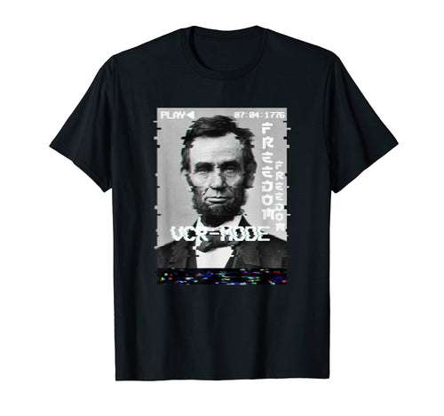 Abraham Lincoln 4Th July Glitch Art T-Shirt - Minimalist Print for Adults - T-Shirt, Sweatshirt, Hoodie