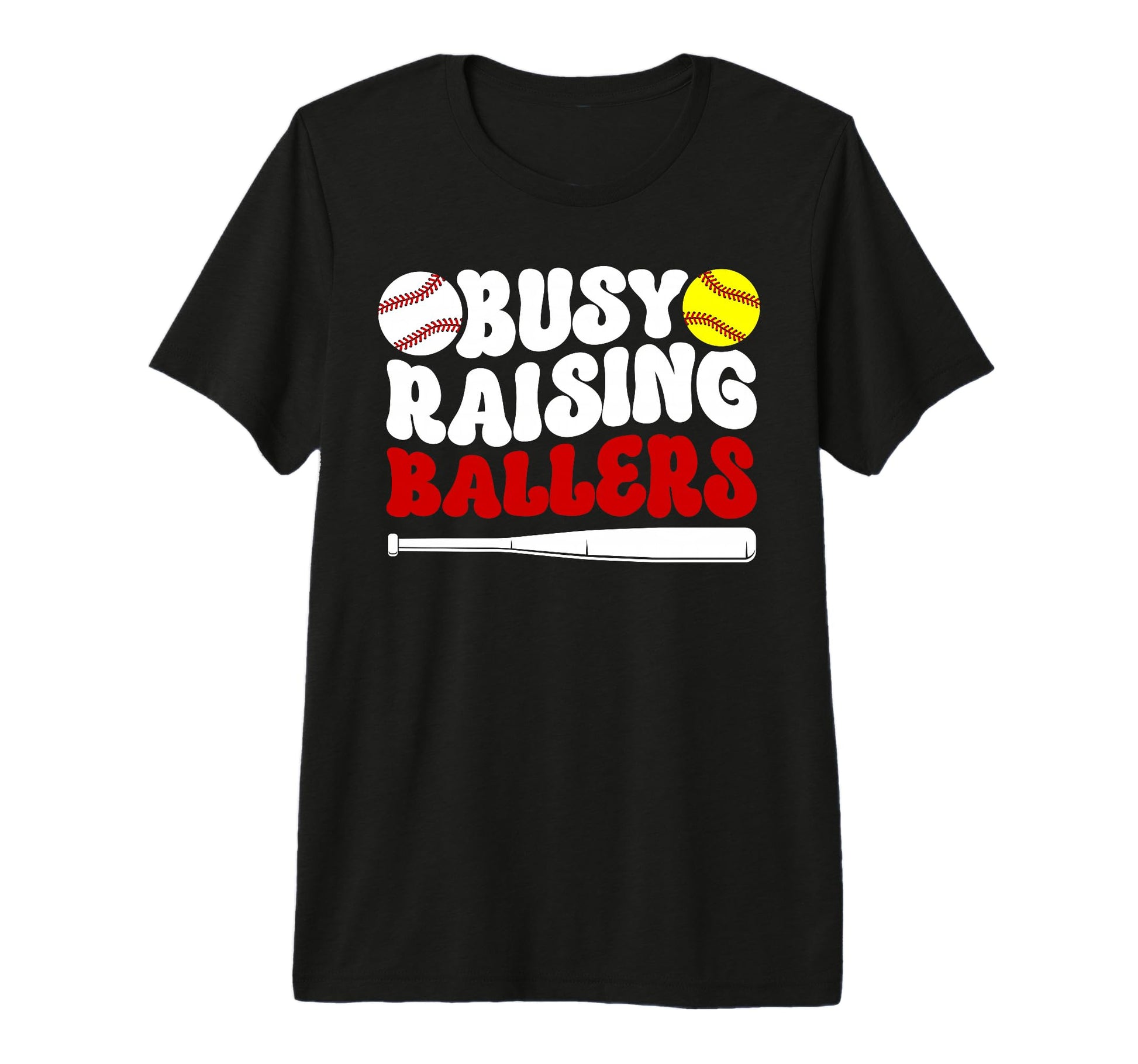 Busy Raising Ballers Softball T-Shirt - Minimalist Print for Adults - T-Shirt, Sweatshirt, Hoodie