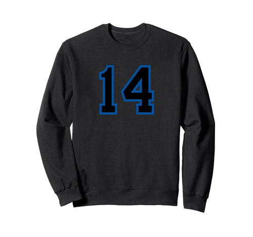 Blue Black Sport Team Number 14 Sweatshirt - Casual Everyday Wear Men Women - T-Shirt, Sweatshirt, Hoodie