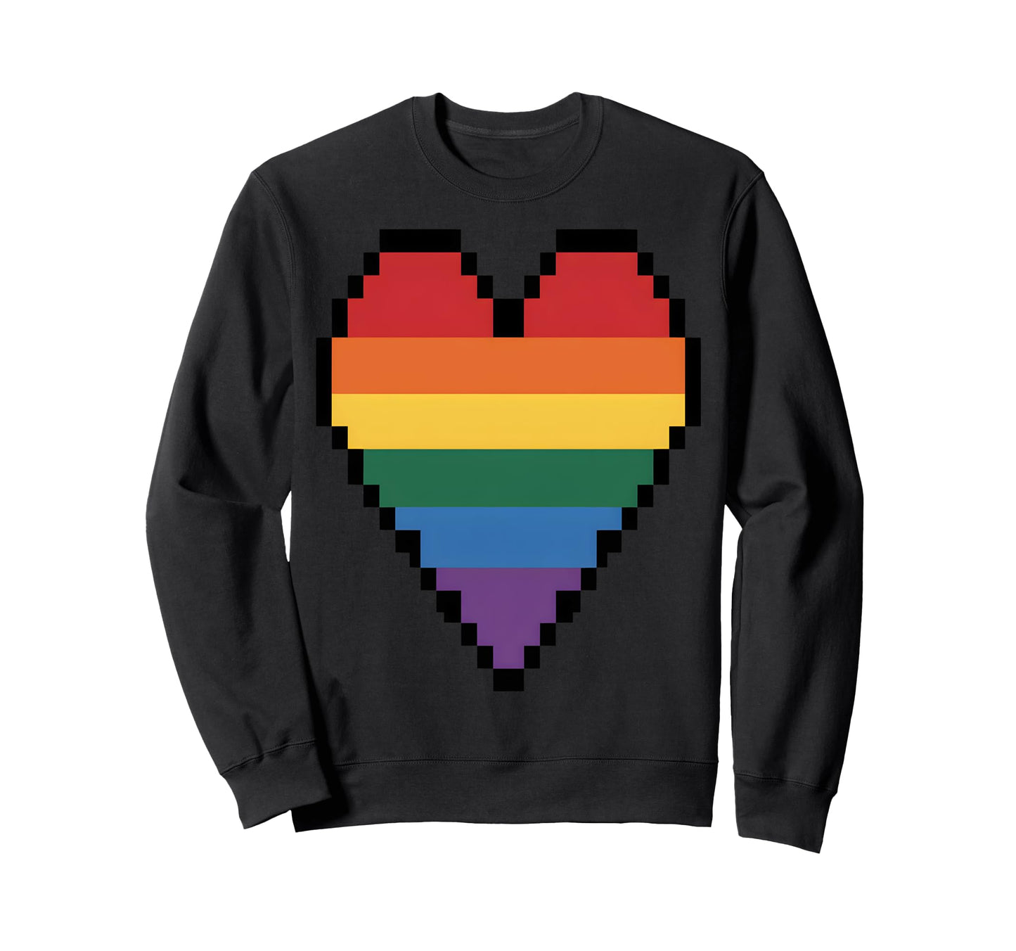 Pixel Rainbow Heart Lgbtq Pride Sweatshirt - Aesthetic Graphic Unisex - T-Shirt, Sweatshirt, Hoodie