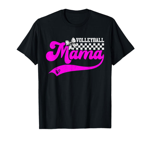 Groovy Volleyball Mama Coquette Bow Mom T-Shirt - Minimalist Print Unisex - T-Shirt, Sweatshirt, Hoodie