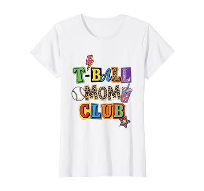 T Ball Mom Club Collage Baseball Game T-Shirt - Trendy Graphic for Adults - T-Shirt, Sweatshirt, Hoodie