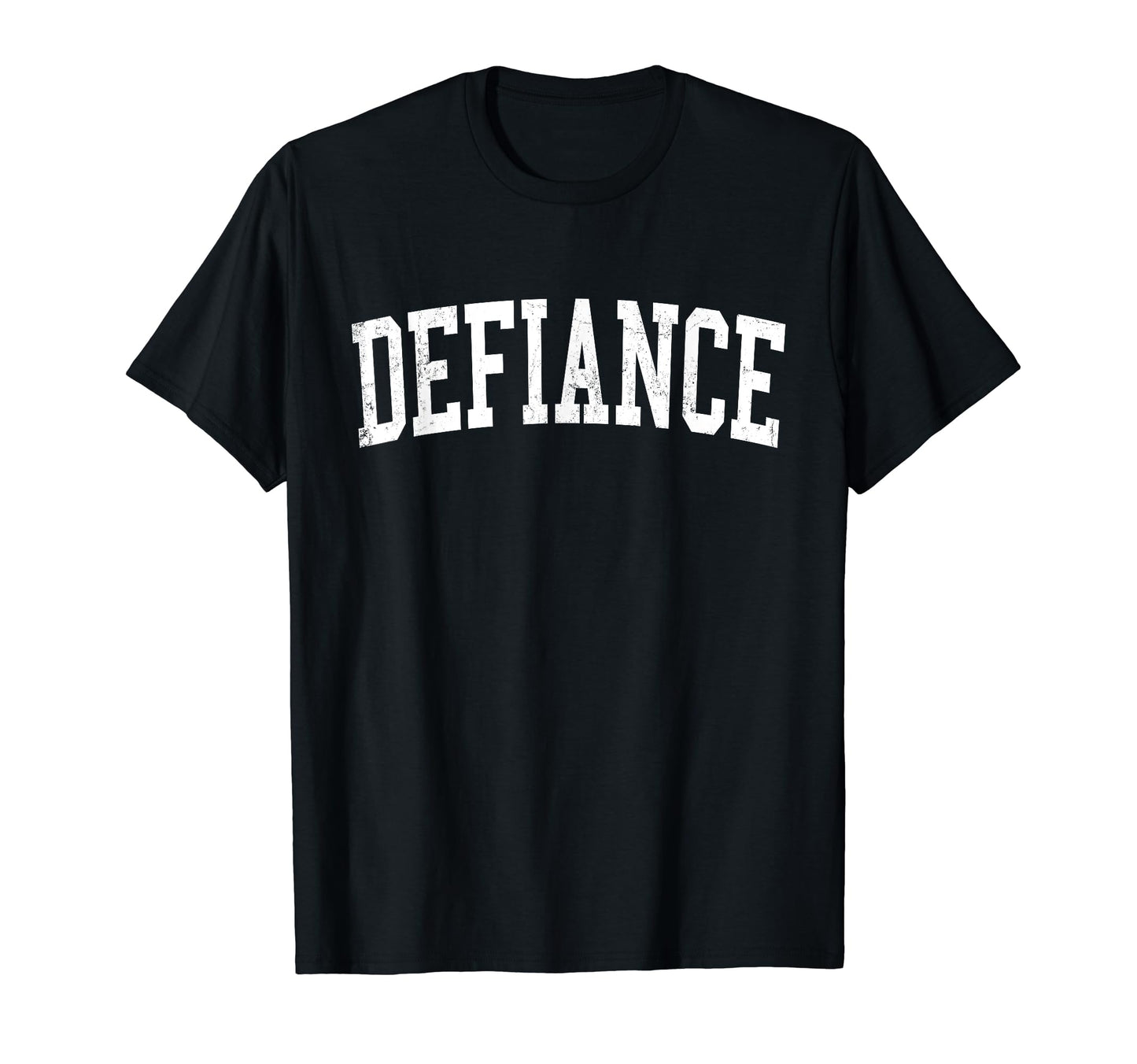 Defiance Oh Distressed White Varsity T-Shirt - Novelty Apparel Men Women - T-Shirt, Sweatshirt, Hoodie