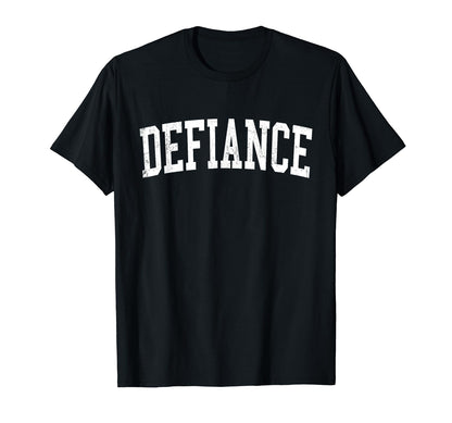 Defiance Oh Distressed White Varsity T-Shirt - Novelty Apparel Men Women - T-Shirt, Sweatshirt, Hoodie