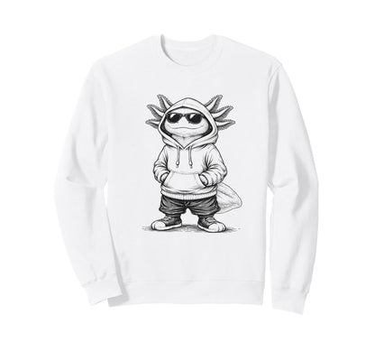 Axolotl Sunglasses Street Funny Sweatshirt - Graphic Print for Adults - T-Shirt, Sweatshirt, Hoodie