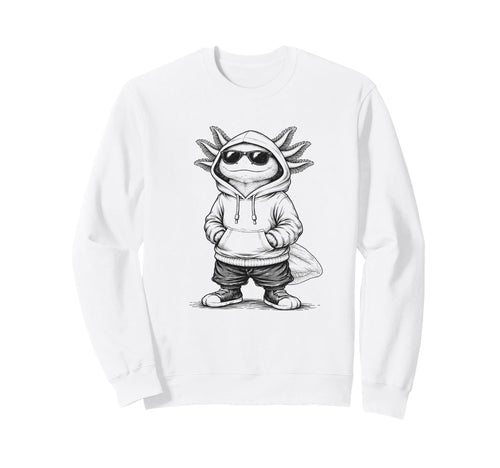 Axolotl Sunglasses Street Funny Sweatshirt - Graphic Print for Adults - T-Shirt, Sweatshirt, Hoodie