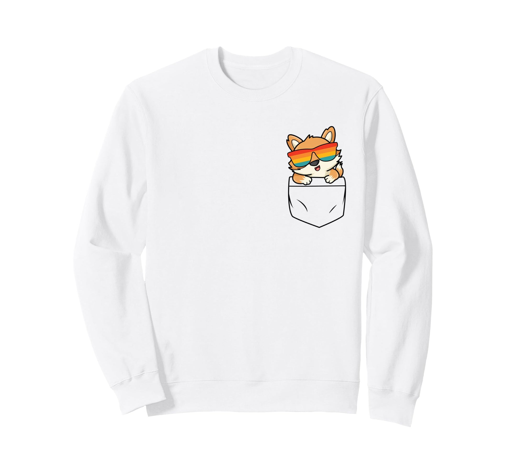 Fox Pocket Funny Cat Rainbow Sweatshirt - Graphic Print Men Women - T-Shirt, Sweatshirt, Hoodie