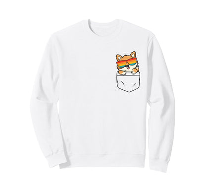 Fox Pocket Funny Cat Rainbow Sweatshirt - Graphic Print Men Women - T-Shirt, Sweatshirt, Hoodie