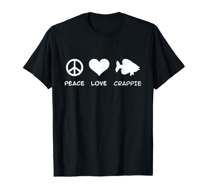 Crappie Peace Love T-Shirt - Unique Graphic Men Women - T-Shirt, Sweatshirt, Hoodie