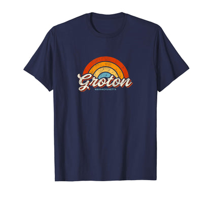 Groton Massachusetts Ma Rainbow 70S T-Shirt - Custom Art Print Men Women - T-Shirt, Sweatshirt, Hoodie