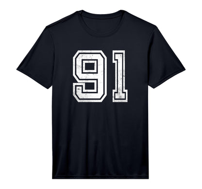 White Sports Team Number 91 T-Shirt - Custom Art Print for Adults - T-Shirt, Sweatshirt, Hoodie