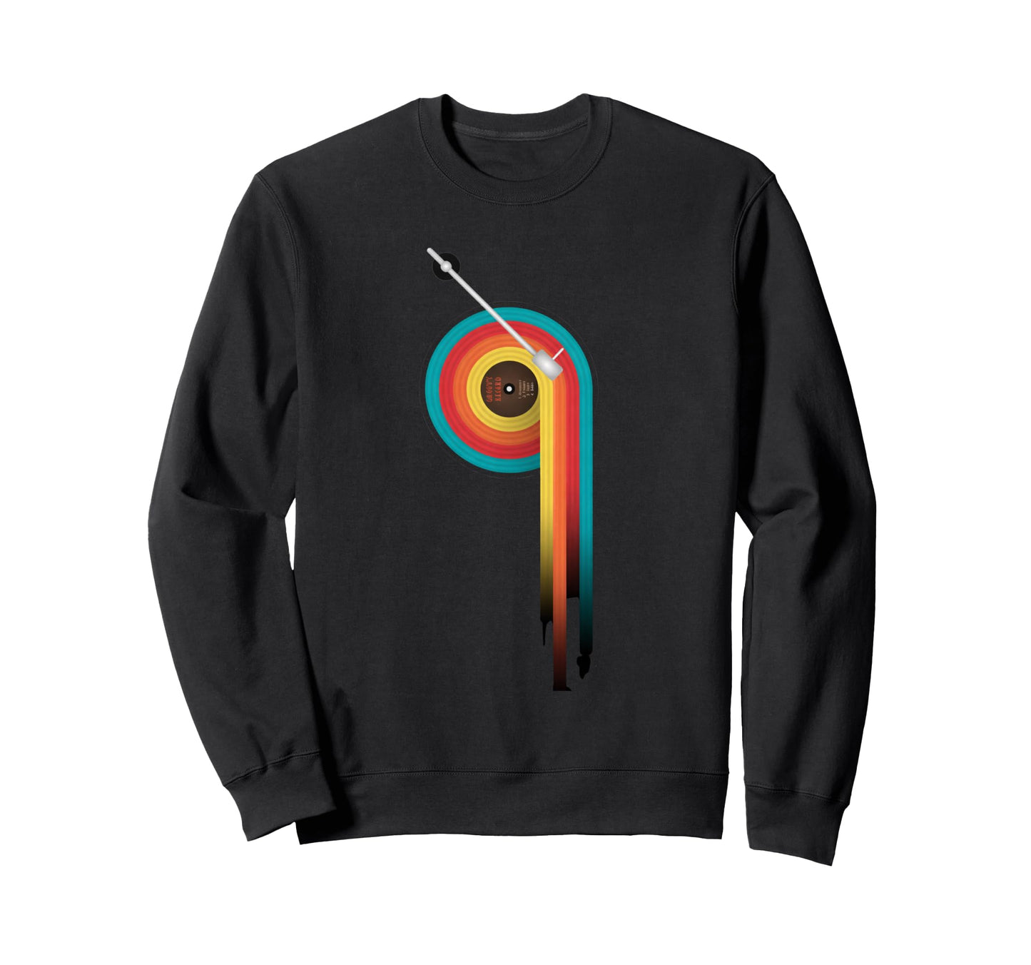 Vinyl Turntable Rainbow Groove Music Sweatshirt - Graphic Print Unisex - T-Shirt, Sweatshirt, Hoodie