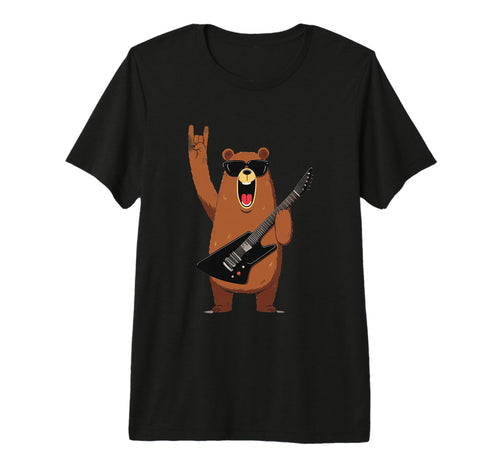 Funny Bear Guitar Player Rock And Roll T-Shirt - Unique Graphic for Adults - T-Shirt, Sweatshirt, Hoodie