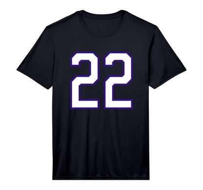White Purple Sports Team Number 22 T-Shirt - Novelty Apparel for Adults - T-Shirt, Sweatshirt, Hoodie