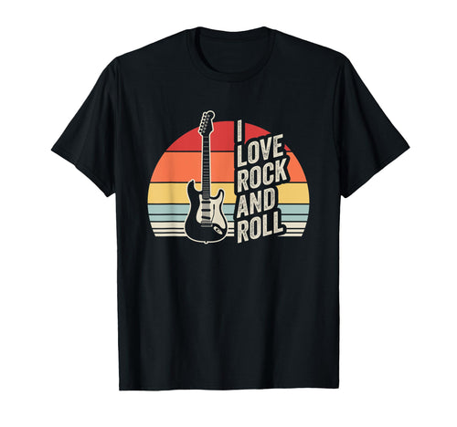 I Love Rock And Roll Guitar Sunset T-Shirt - Graphic Print Men Women - T-Shirt, Sweatshirt, Hoodie