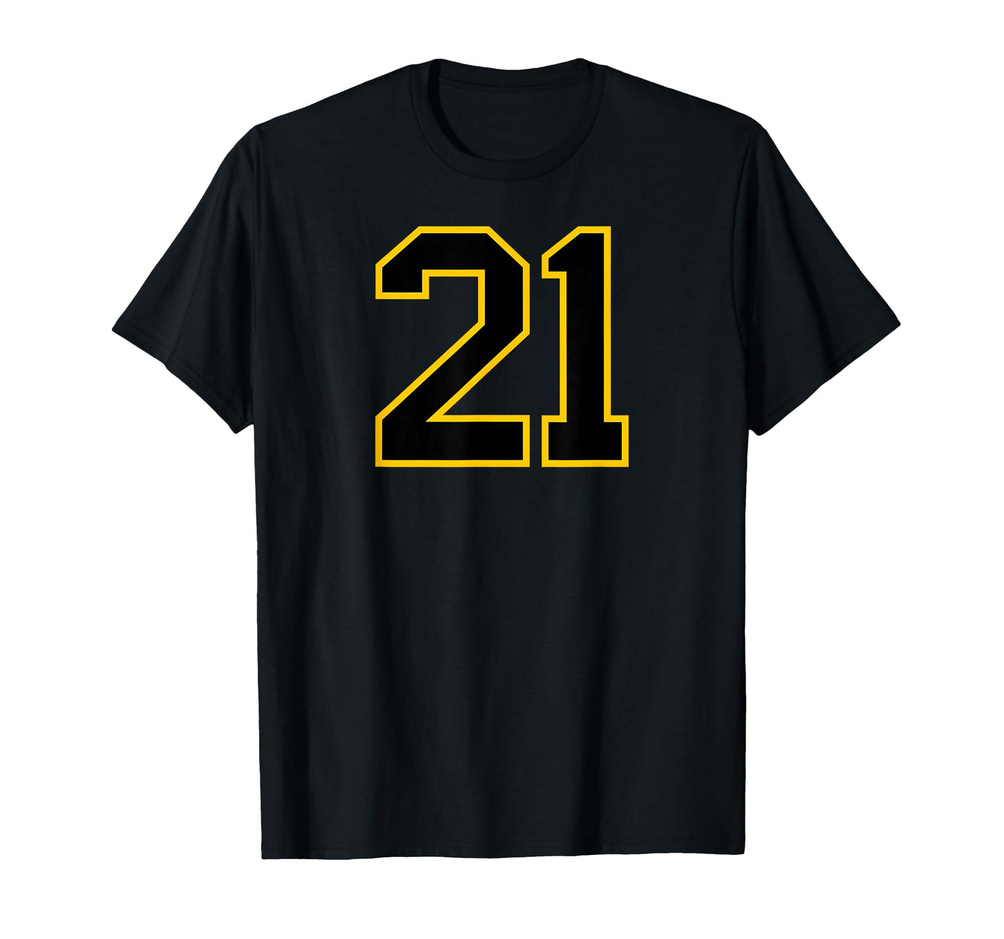 Yellow Black Sports Team Number 21 T-Shirt - Unique Graphic Unisex - T-Shirt, Sweatshirt, Hoodie