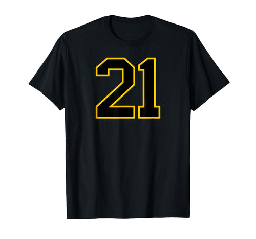 Yellow Black Sports Team Number 21 T-Shirt - Unique Graphic Unisex - T-Shirt, Sweatshirt, Hoodie