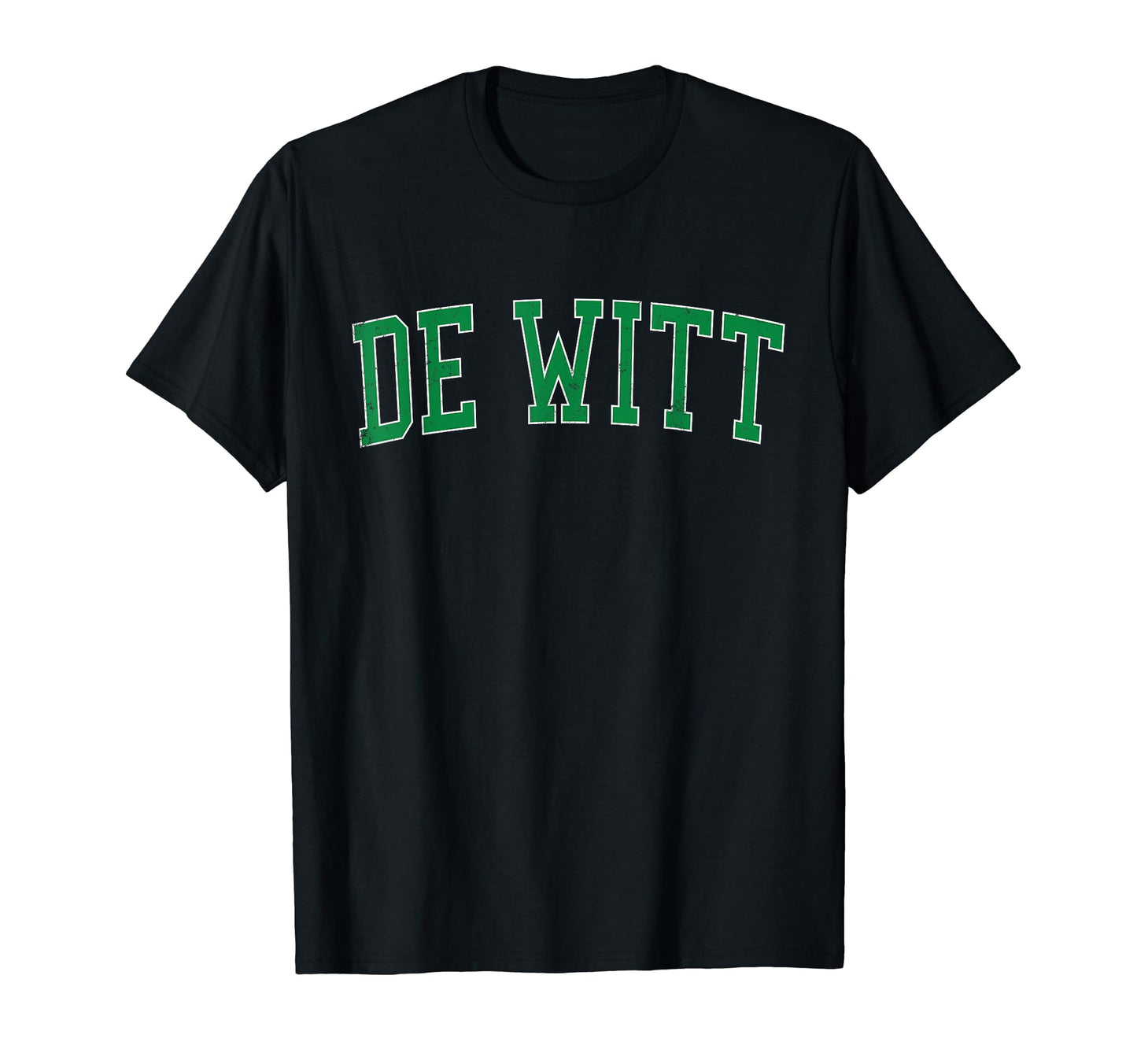 De Witt Ny Distressed Green Varsity T-Shirt - Minimalist Print for Adults - T-Shirt, Sweatshirt, Hoodie
