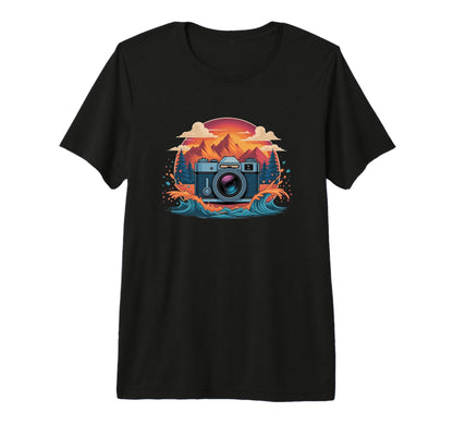 Camera Mountain Sunset Waves Photography T-Shirt - Custom Art Print Unisex - T-Shirt, Sweatshirt, Hoodie