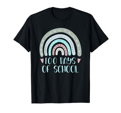 100 Days School Teacher Student Rainbow T-Shirt - Custom Art Print Unisex - T-Shirt, Sweatshirt, Hoodie