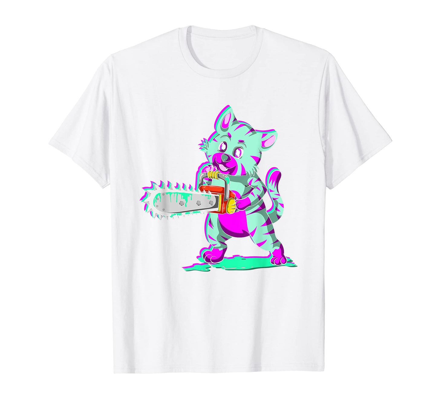 Scary Pet Animal Chainsaw Vaporwave T-Shirt - Streetwear Style Men Women - T-Shirt, Sweatshirt, Hoodie