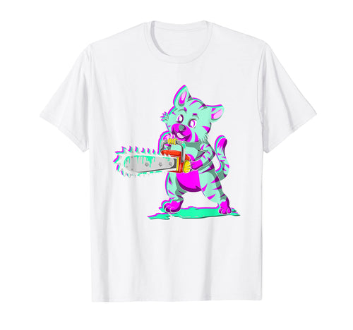 Scary Pet Animal Chainsaw Vaporwave T-Shirt - Streetwear Style Men Women - T-Shirt, Sweatshirt, Hoodie