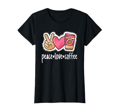 Peace Love Coffee Coffee Lover T-Shirt - Custom Art Print Men Women - T-Shirt, Sweatshirt, Hoodie