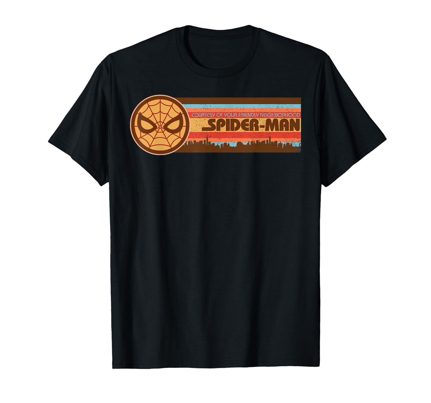Marvel Spider Striped Skyline T-Shirt - Unique Graphic Unisex - T-Shirt, Sweatshirt, Hoodie
