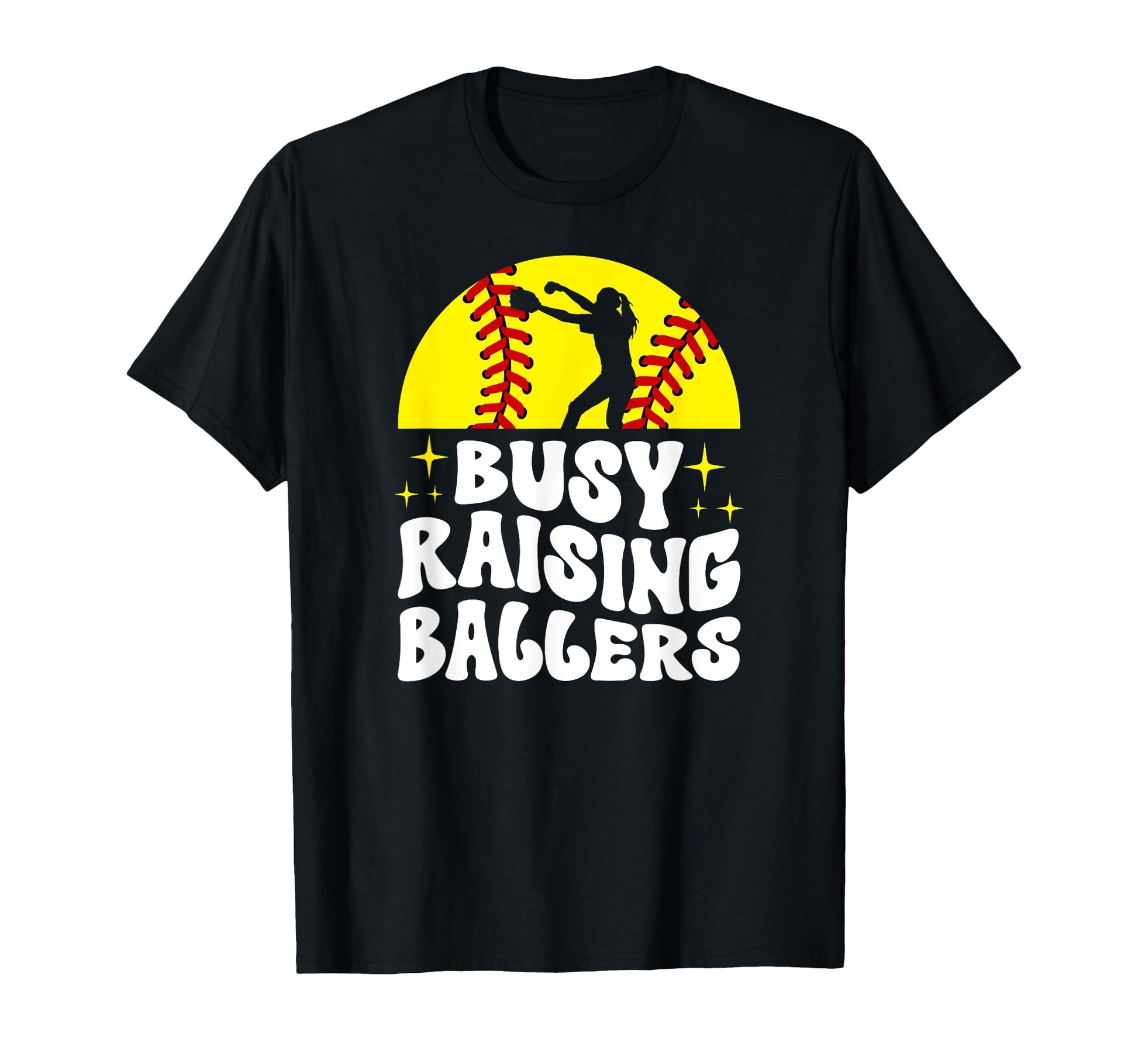 Busy Raising Ballers Softball Mom T-Shirt - Fun Novelty Design for Adults - T-Shirt, Sweatshirt, Hoodie