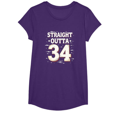 Straight Outta 34 Birthday Gift T-Shirt - Minimalist Print Men Women - T-Shirt, Sweatshirt, Hoodie