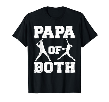 Papa Both Funny Baseball Softball Papa T-Shirt - Graphic Print for Adults - T-Shirt, Sweatshirt, Hoodie