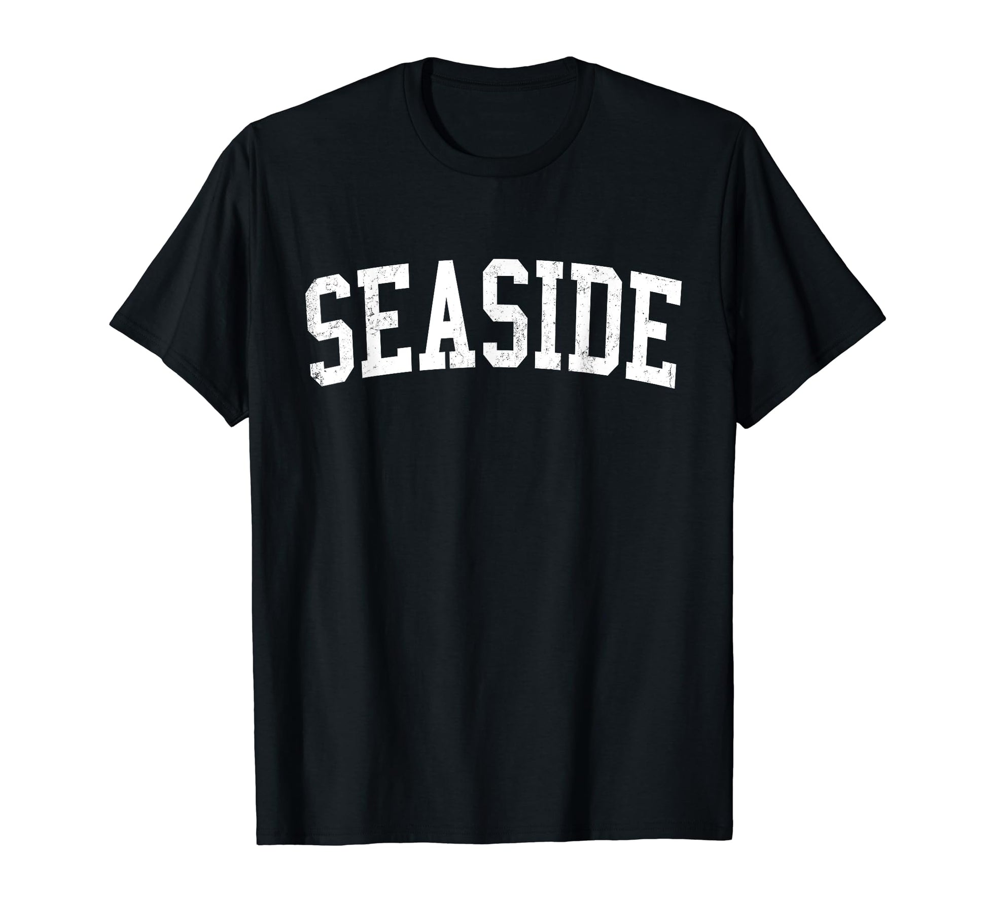 Seaside Ca Distressed White Varsity T-Shirt - Streetwear Style Unisex - T-Shirt, Sweatshirt, Hoodie