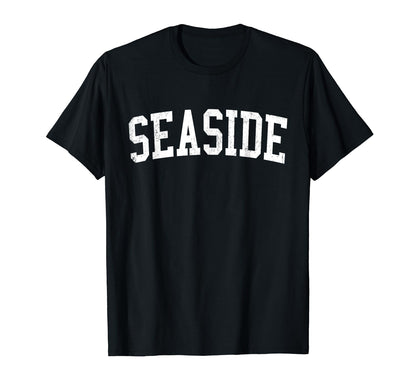 Seaside Ca Distressed White Varsity T-Shirt - Streetwear Style Unisex - T-Shirt, Sweatshirt, Hoodie