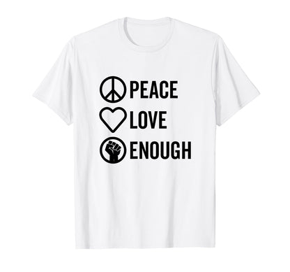 Peace Love Enough Bold Stacked Icons T-Shirt - Trendy Graphic for Adults - T-Shirt, Sweatshirt, Hoodie