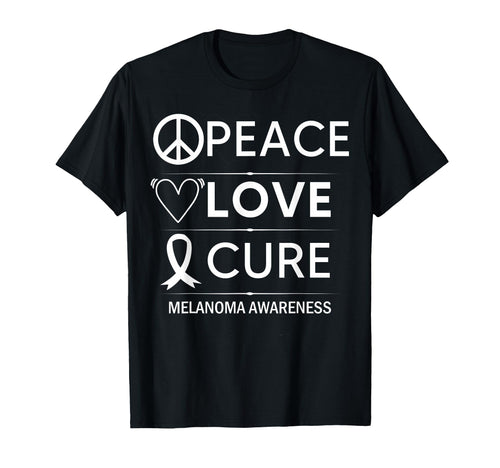 Melanoma Cancer Awareness Peace Love Cure T-Shirt - Trendy Graphic Unisex - T-Shirt, Sweatshirt, Hoodie