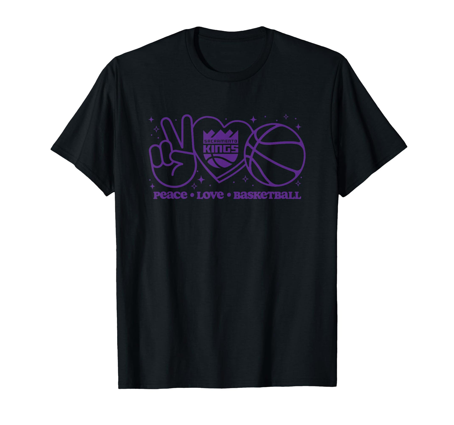 Nba Sacramento Kings Peace Love T-Shirt - Trendy Graphic for Adults - T-Shirt, Sweatshirt, Hoodie