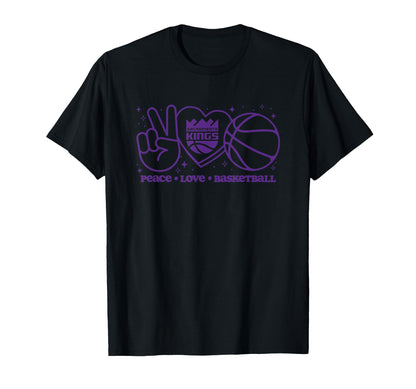 Nba Sacramento Kings Peace Love T-Shirt - Trendy Graphic for Adults - T-Shirt, Sweatshirt, Hoodie