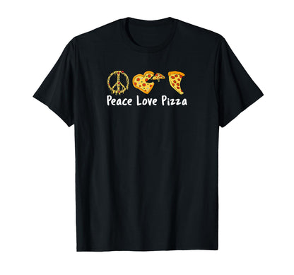Peace Love Pizza Funny Pizza Small T-Shirt - Custom Art Print Men Women - T-Shirt, Sweatshirt, Hoodie