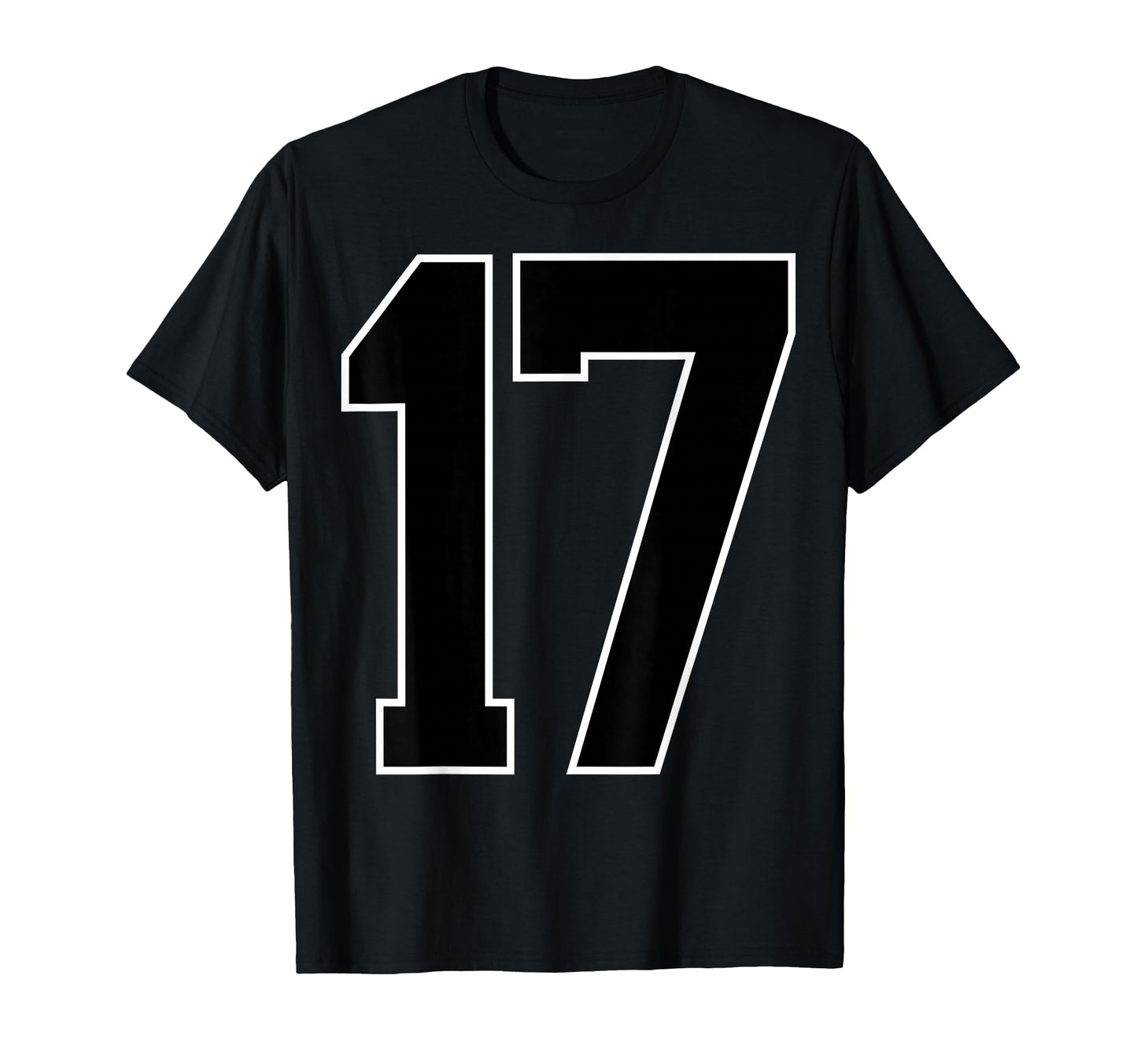 Black Sports Team Number 17 Fan T-Shirt - Fun Novelty Design Unisex - T-Shirt, Sweatshirt, Hoodie