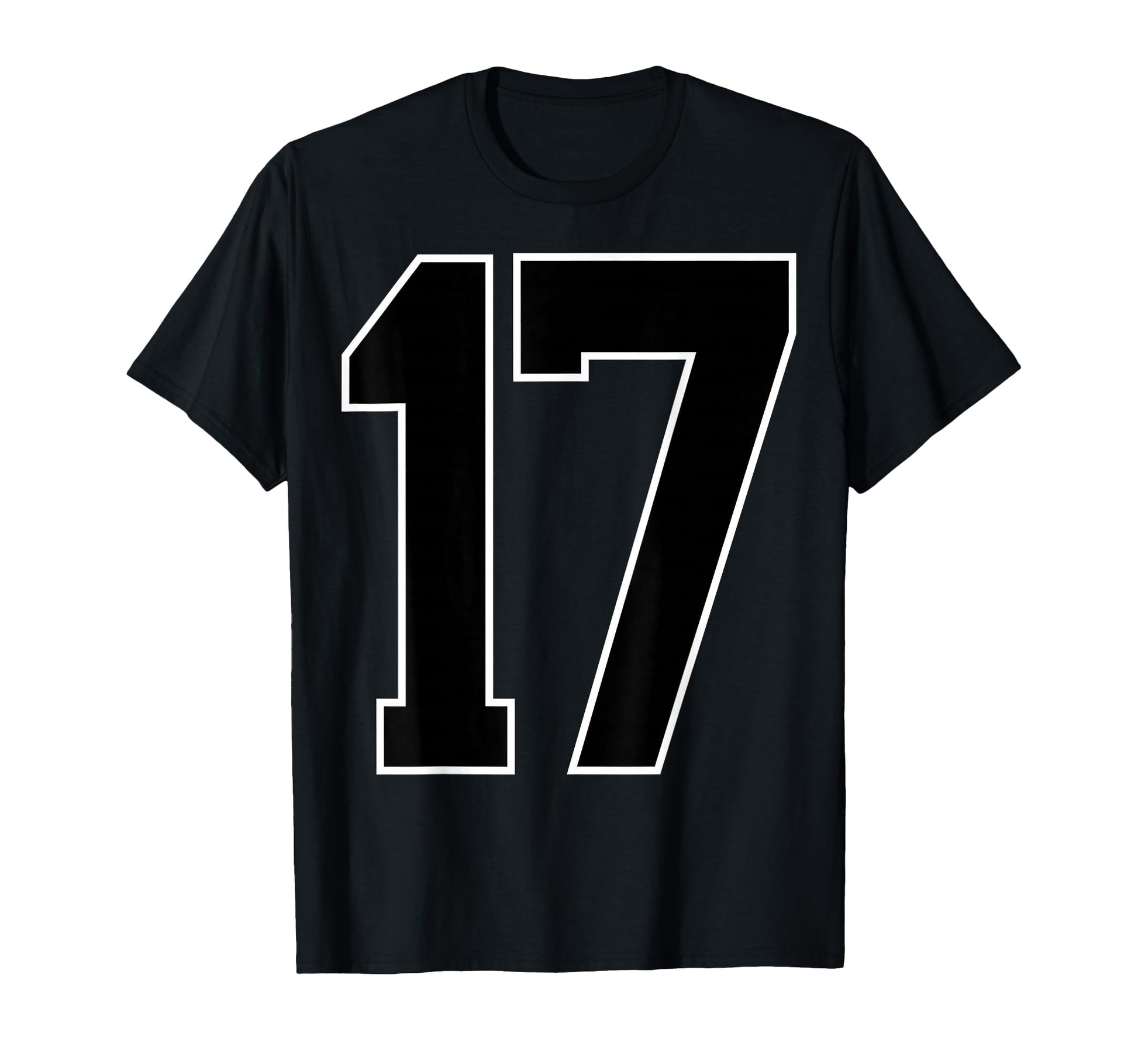 Black Sports Team Number 17 Fan T-Shirt - Fun Novelty Design Unisex - T-Shirt, Sweatshirt, Hoodie
