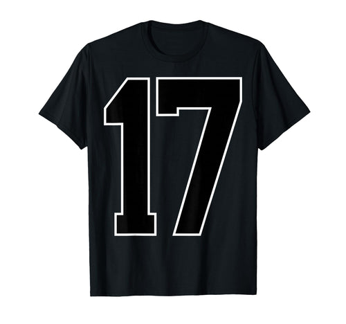 Black Sports Team Number 17 Fan T-Shirt - Fun Novelty Design Unisex - T-Shirt, Sweatshirt, Hoodie