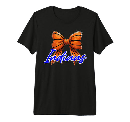 Blue Indians Basketball Mom Bow Game T-Shirt - Fun Novelty Design Unisex - T-Shirt, Sweatshirt, Hoodie