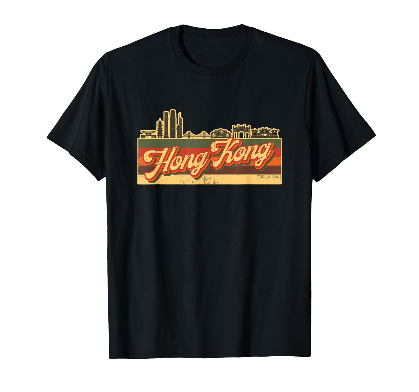 Hong Kong Skyline Stripes Cantonese T-Shirt - Novelty Apparel for Adults - T-Shirt, Sweatshirt, Hoodie