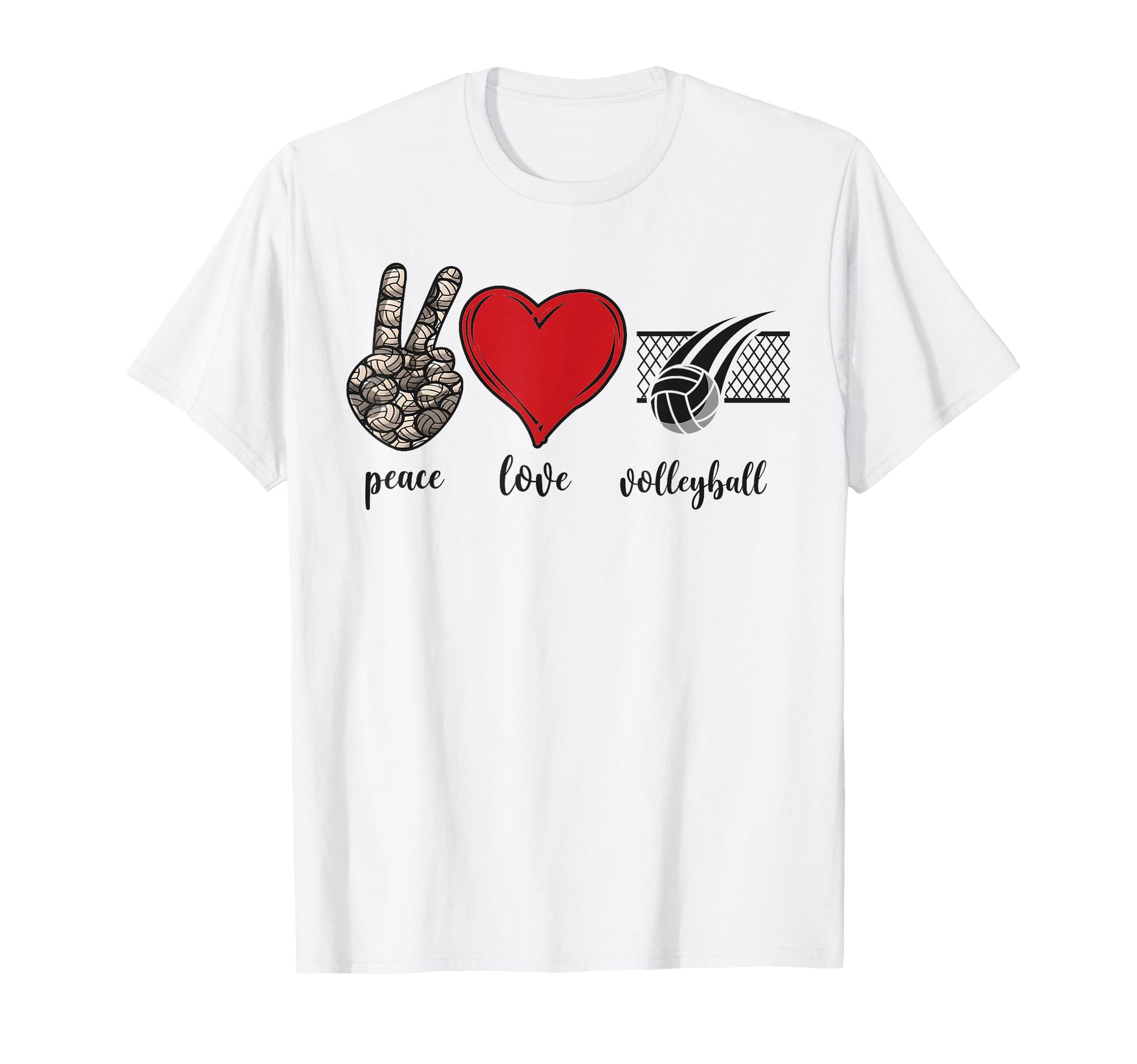 Volleyball Player Team Peace Love T-Shirt - Graphic Print for Adults - T-Shirt, Sweatshirt, Hoodie